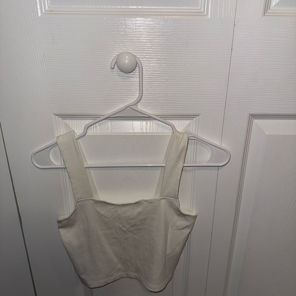 Women's White Ribbed Crop Top